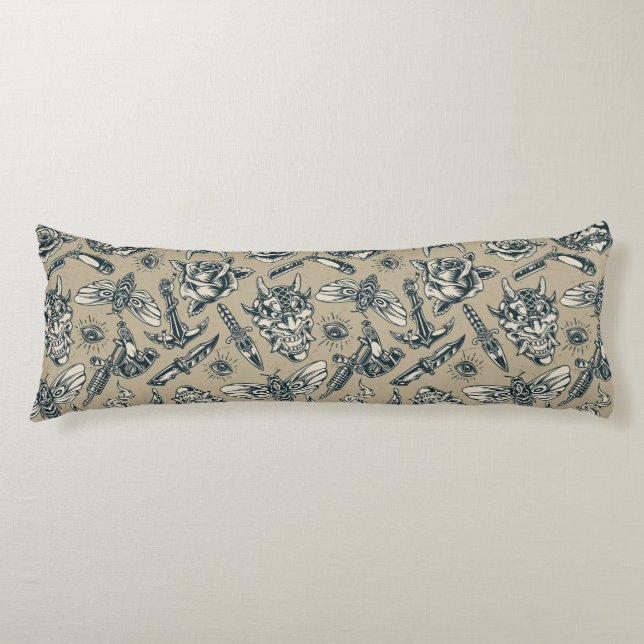 Retro Tattoo Pattern Body Pillow (Front)