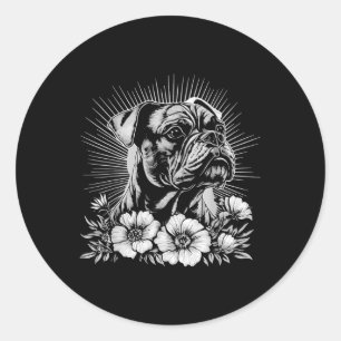 Retro Tattoo Style Boxer Dog Lover _1 Classic Round Sticker