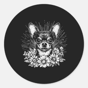 Retro Tattoo Style Chihuahua Dog Lover  Classic Round Sticker
