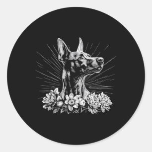 Retro Tattoo Style Doberman Pinscher Dog Lover Classic Round Sticker
