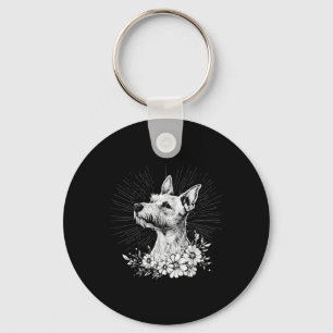 Retro Tattoo Style Fox Terrier Dog Lover  Keychain