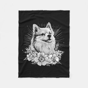Retro Tattoo Style Keeshond Dog Lover  Fleece Blanket
