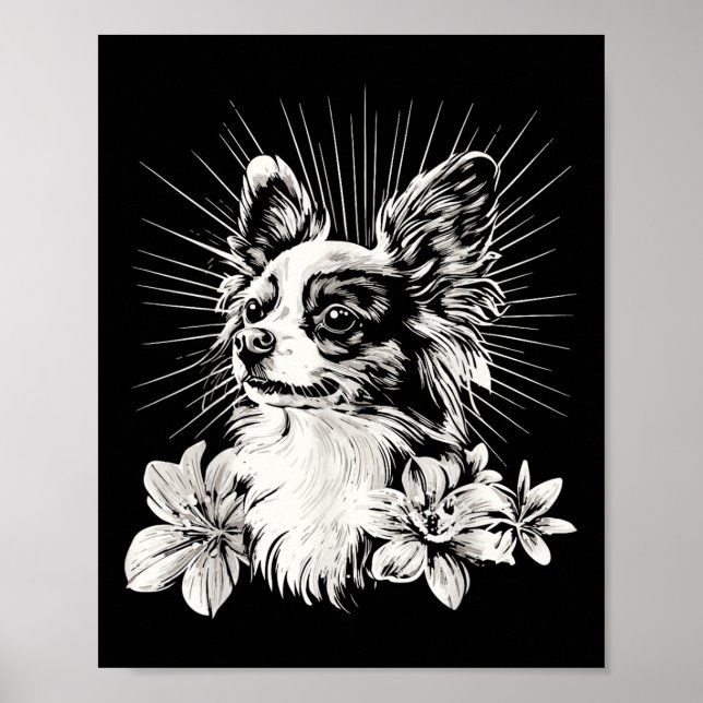 Retro Tattoo Style Papillon Dog Lover  Poster (Front)