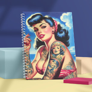 Retro Tattooed Bikini Summer Pin-up Notebook