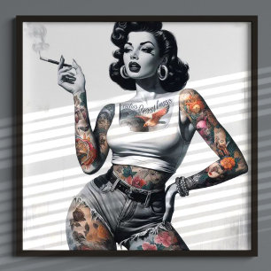 Retro Tattooed Girl Poster
