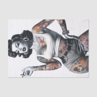 Retro Tattooed Girl Tissue Paper