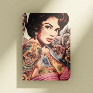 Retro Tattooed Pin-up Postcard