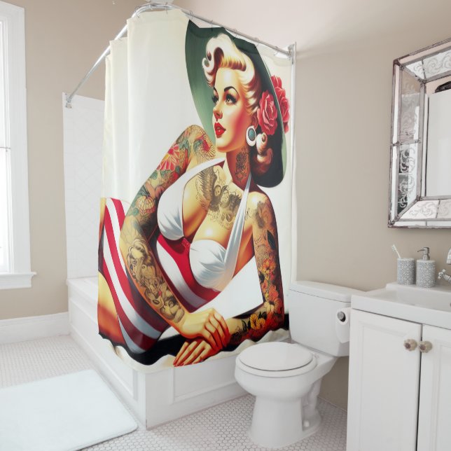 Retro Tattooed Swimsuit Pin-up (In Situ)