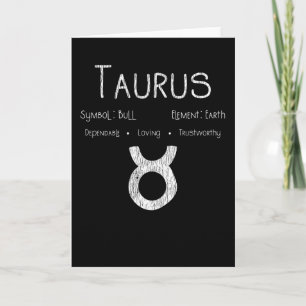 Retro Taurus Zodiac Sign Bull Earth Astrology Gift Card