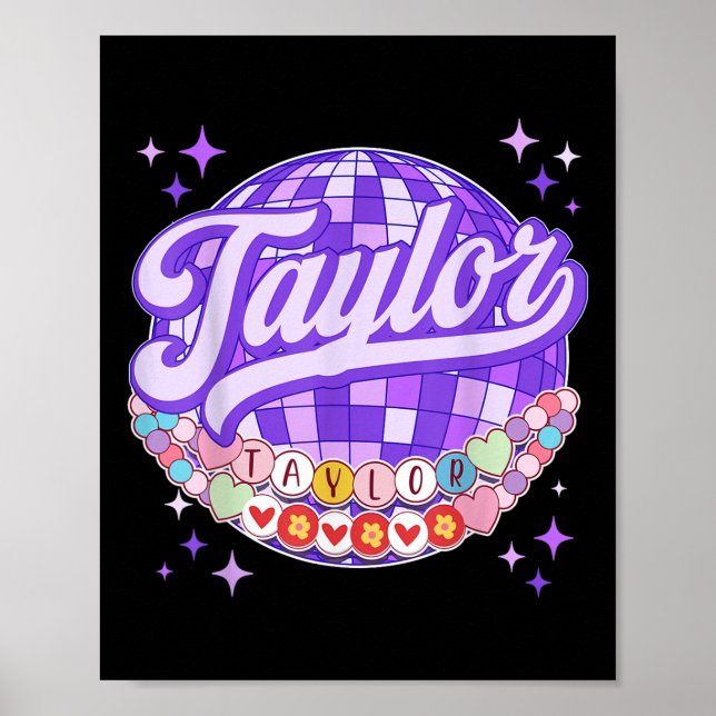 Retro Taylor First Name Personalized Friendship Br Poster (Front)