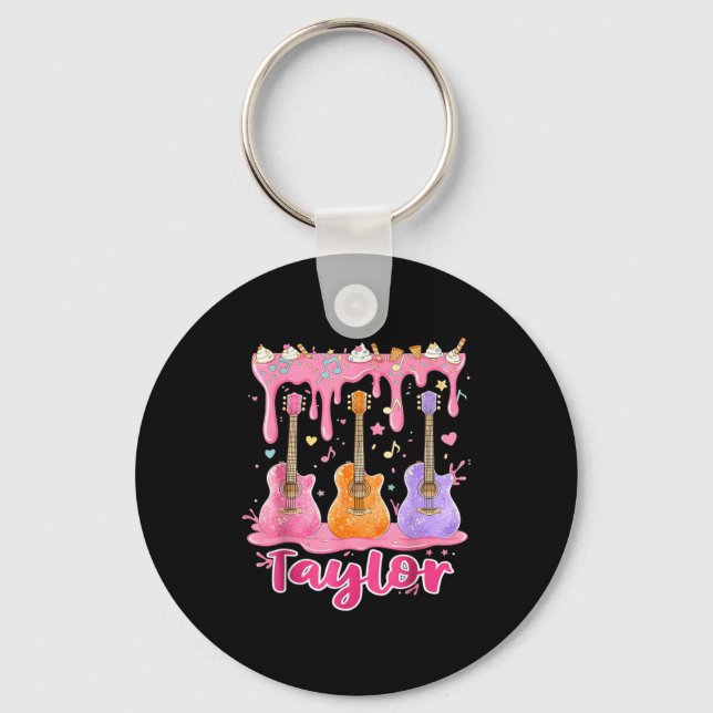 Retro Taylor Ice Cream Dripng Groovy 80's Women Me Keychain (Front)