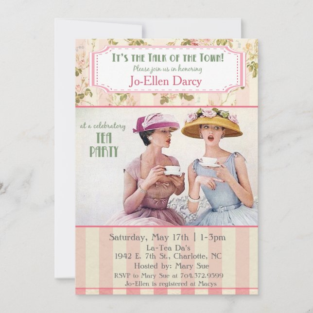 Retro Tea Party Invitation (Front)