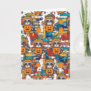 Retro Teacher Apples Books Pencils Pattern Card