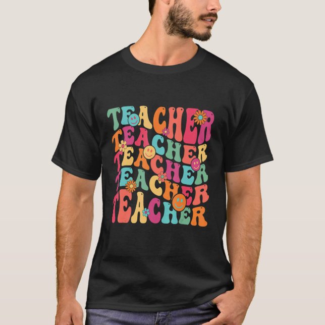 Retro Teacher Colorful Elementary School Teacher 4 T-Shirt (Front)