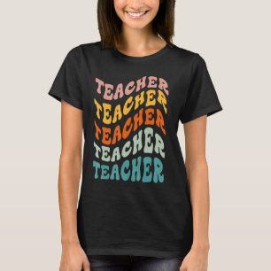 Retro Teacher Daisy Colourful Elementary School T T-Shirt