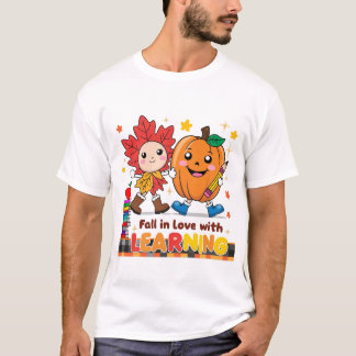 Retro Teacher Fall Png, Fall in Love With Learning T-Shirt