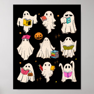 Retro Teacher Halloween Ghost Read More Books Teac Poster