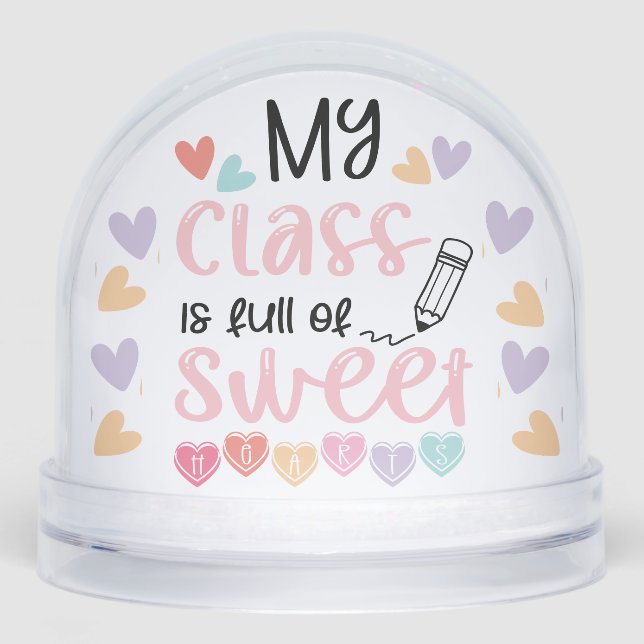 Retro Teacher in Heart Cute Quote Appreciation  Snowglobe (Front)