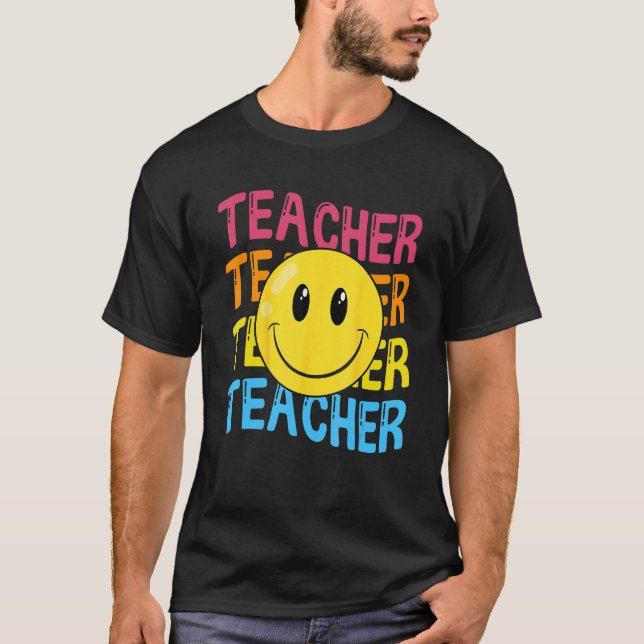 Retro Teacher Inspirational Colorful Elementary Sc T-Shirt (Front)