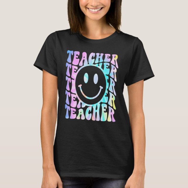Retro Teacher Inspirational Tie Dye Elementary Sch T-Shirt (Front)