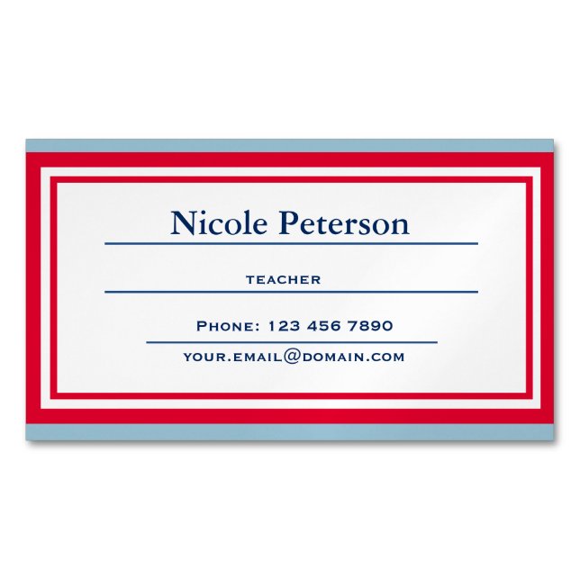 Retro Teacher Magnetic Card (Front)