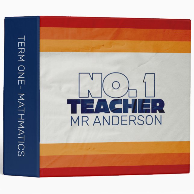 Retro teacher modern blue red stylish tote bag pla binder (Front/Spine)