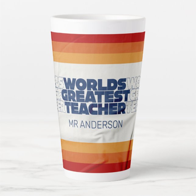 Retro teacher modern blue red stylish typography c latte mug (Front)