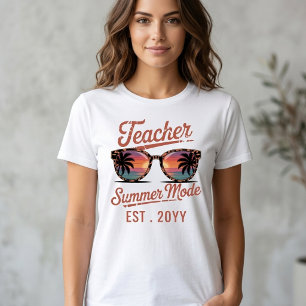 Retro Teacher Summer Mode Custom Text  Tri-Blend Shirt