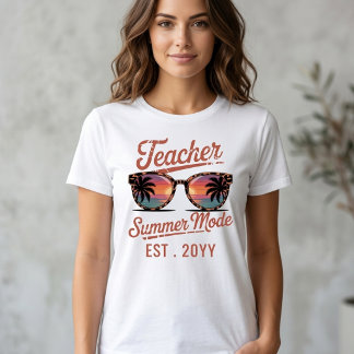 Retro Teacher Summer Mode Custom Text  Tri-Blend Shirt