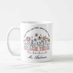 Retro Teacher, Teach Them to Be Kind Coffee Mug