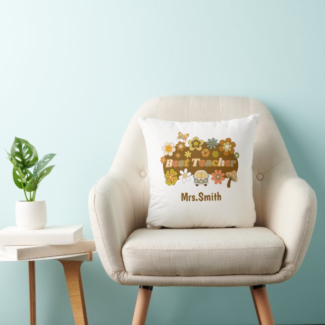 Retro Teacher Throw Pillow (Chair)