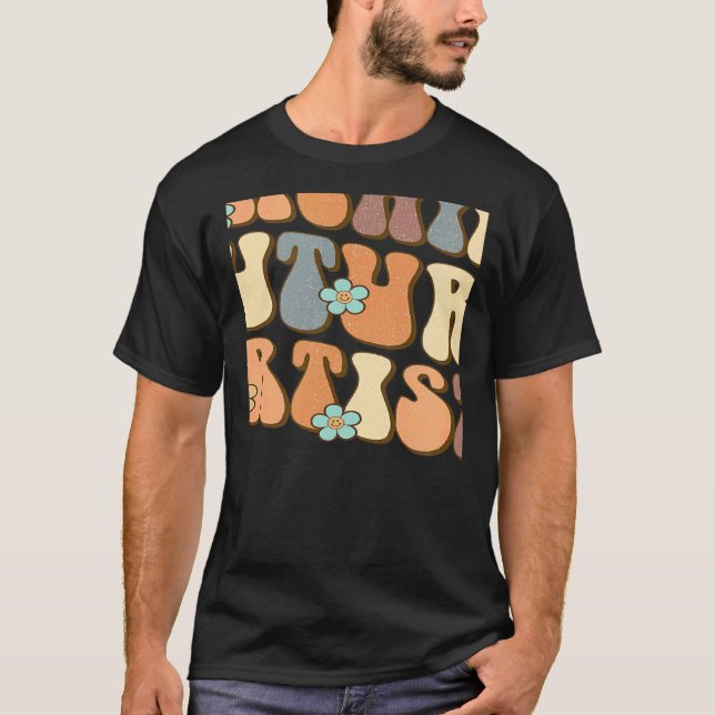 Retro Teaching Future Artists Teacher Students T-Shirt (Front)