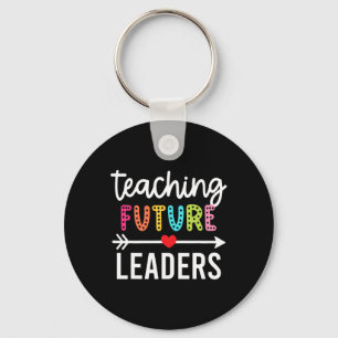 Retro Teaching Future Leaders Groovy Teacher Back  Keychain