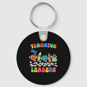 Retro Teaching Future Leaders Groovy Teacher Back Keychain