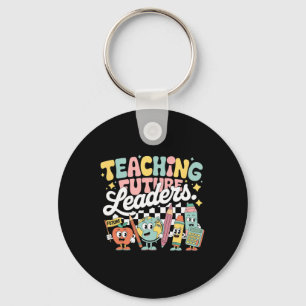 Retro Teaching Future Leaders Groovy Teacher Back  Keychain