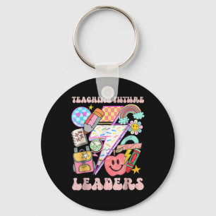 Retro Teaching Future Leaders Groovy Teacher Back  Keychain