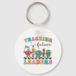 Retro Teaching Future Leaders Groovy Teacher Back Keychain