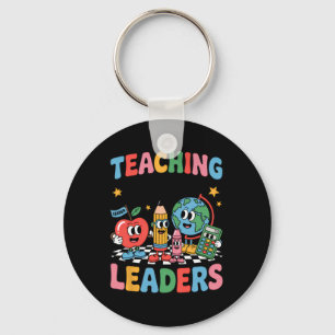 Retro Teaching Future Leaders Groovy Teacher Back  Keychain