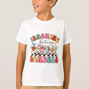 Retro Teaching Future Leaders Groovy Teacher Back  T-Shirt