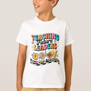 Retro Teaching Future Leaders Groovy Teacher Back T-Shirt