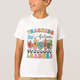 Retro Teaching Future Leaders Groovy Teacher Back  T-Shirt