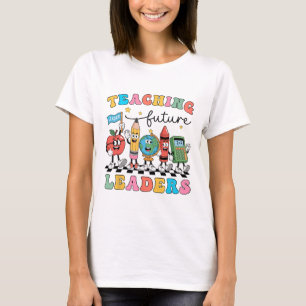 Retro Teaching Future Leaders Groovy Teacher Back T-Shirt