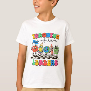 Retro Teaching Future Leaders Groovy Teacher Back T-Shirt