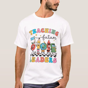 Retro Teaching Future Leaders Groovy Teacher Back T-Shirt