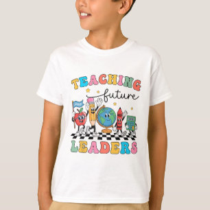 Retro Teaching Future Leaders Groovy Teacher Back T-Shirt