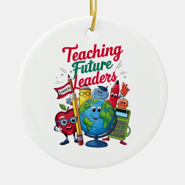 Retro Teaching Future Leaders Teacher School  Ceramic Ornament (Front)