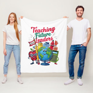 Retro Teaching Future Leaders Teacher School  Fleece Blanket