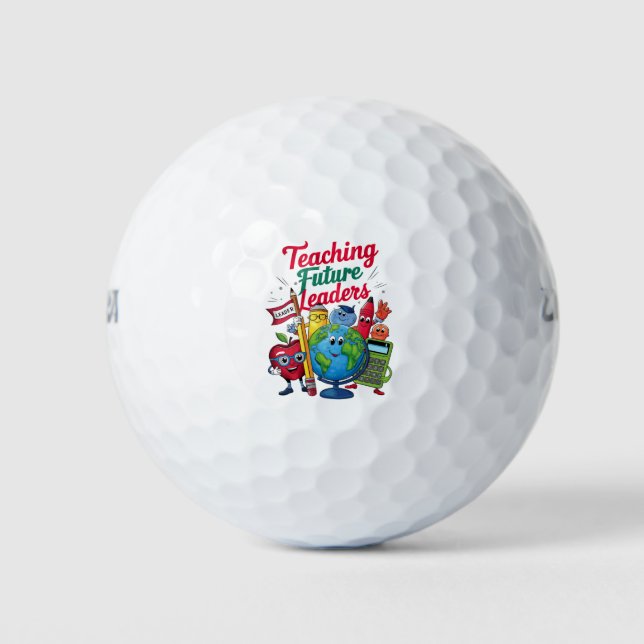 Retro Teaching Future Leaders Teacher School  Golf Balls (Front)