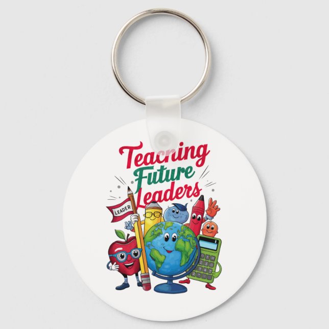 Retro Teaching Future Leaders Teacher School  Keychain (Front)