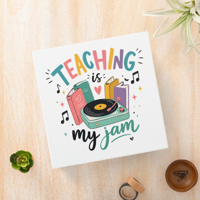 Retro Teaching Is My Jam Vinyl Record Teacher Binder (In Situ)